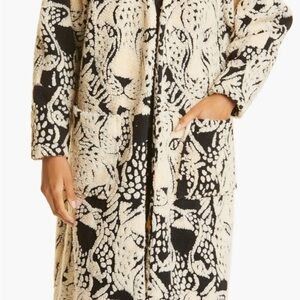 FARM Rio Midnight Leo Long Cardigan Black and Cream Sweater Jacket